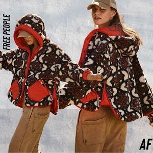 FREE PEOPLE ELEVATION REVERSIBLE JACQUARD FLEECE SNOWCAP COMBO NWT XS